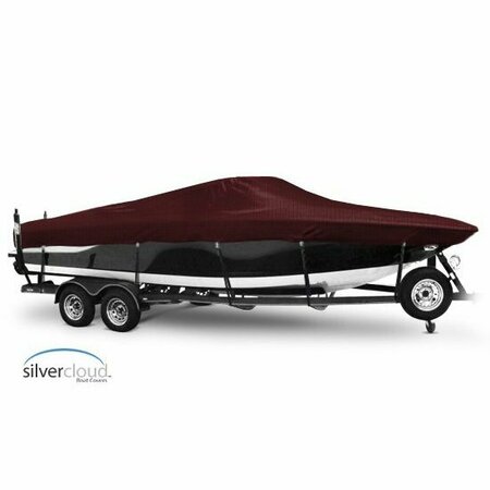 EEVELLE Boat Cover FISH & SKI Walk Thru Windshield, Outboard Fits 20ft 6in L up to 96in W Burgundy SCVNWT2096B-BRG